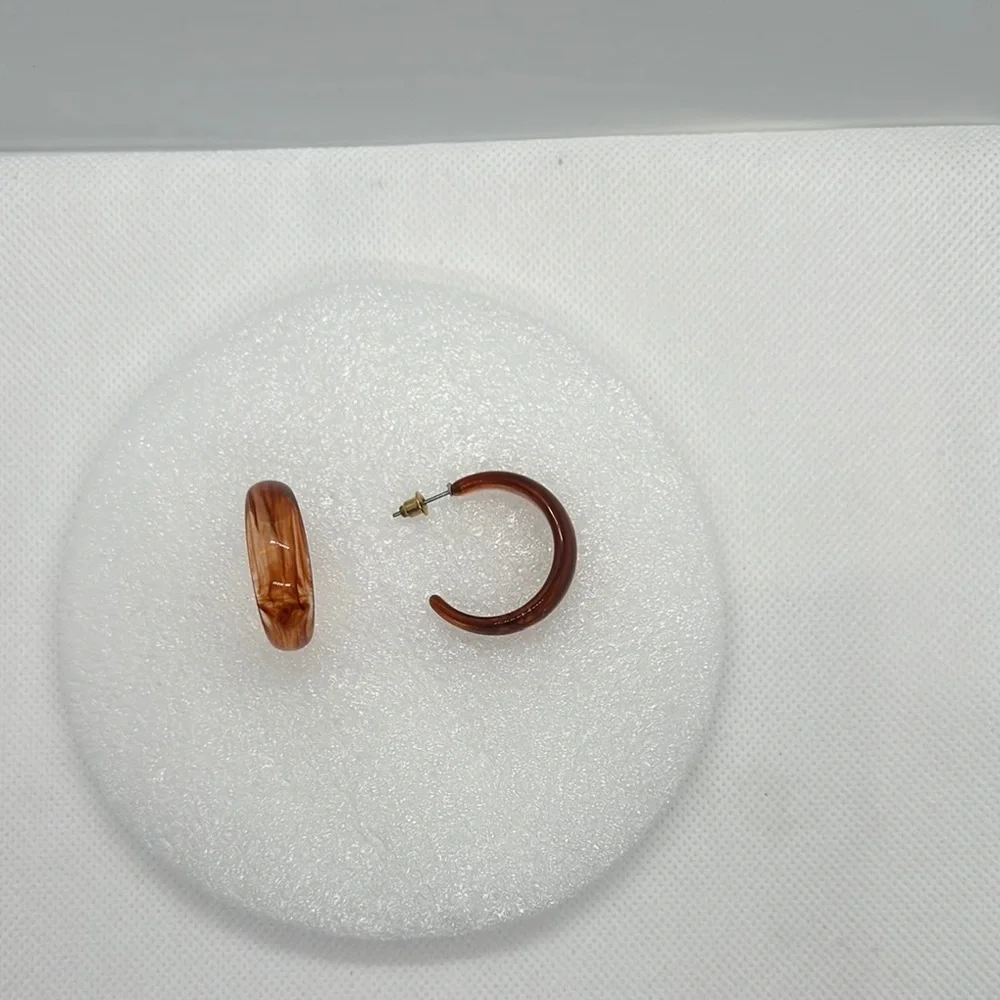 Chic Brown Marbled Acetate Hoop Earrings